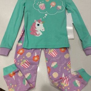 Unicorn Dreams Kids Pajamas - Mint and Lavender Size 4
